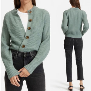 Everlane Cropped Alpaca Button Up Sweater Cardigan Green Women's Size Medium